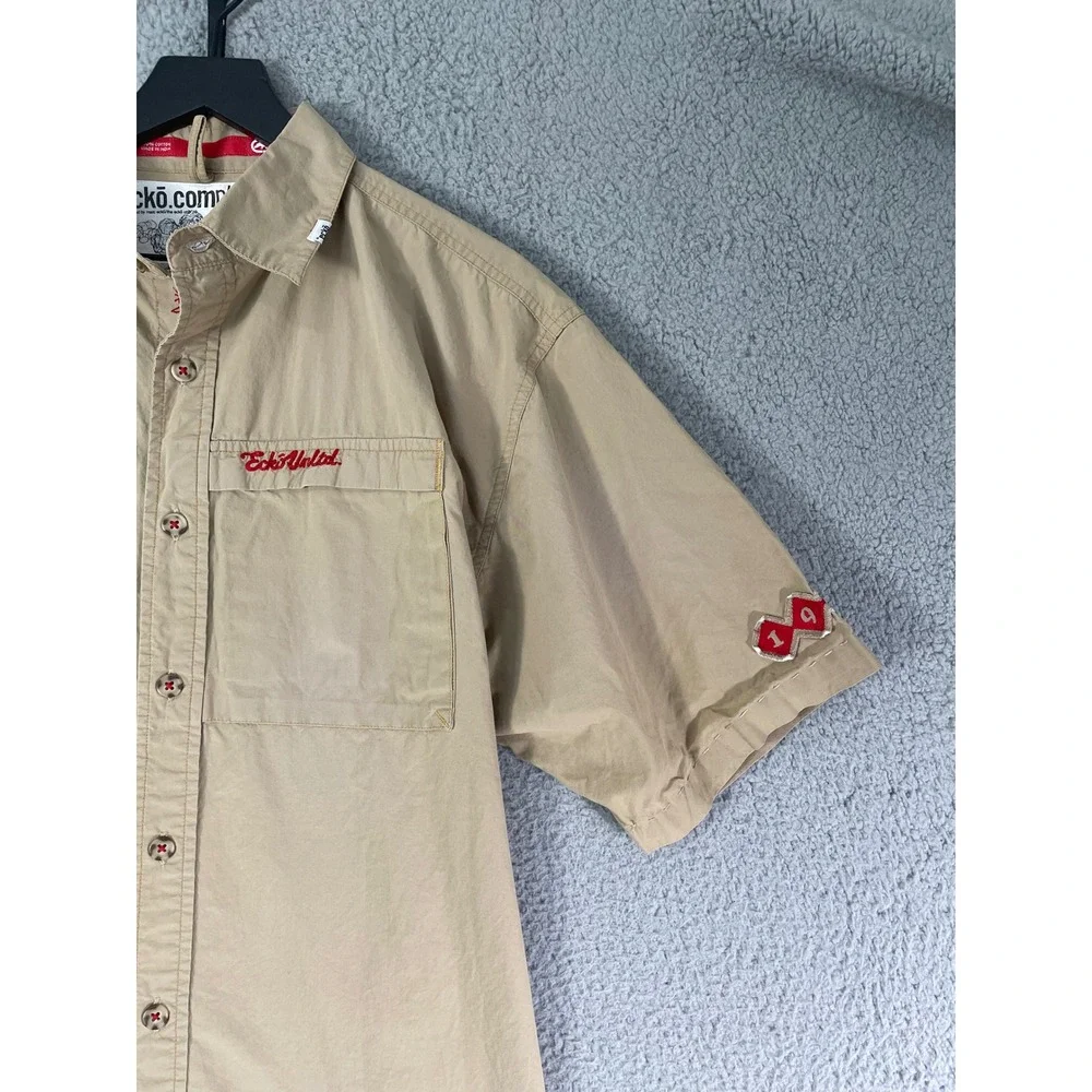 Vintage Ecko Unltd Ecko Heads Patch Shirt Mens XL‎ Short Sleeve Button Up